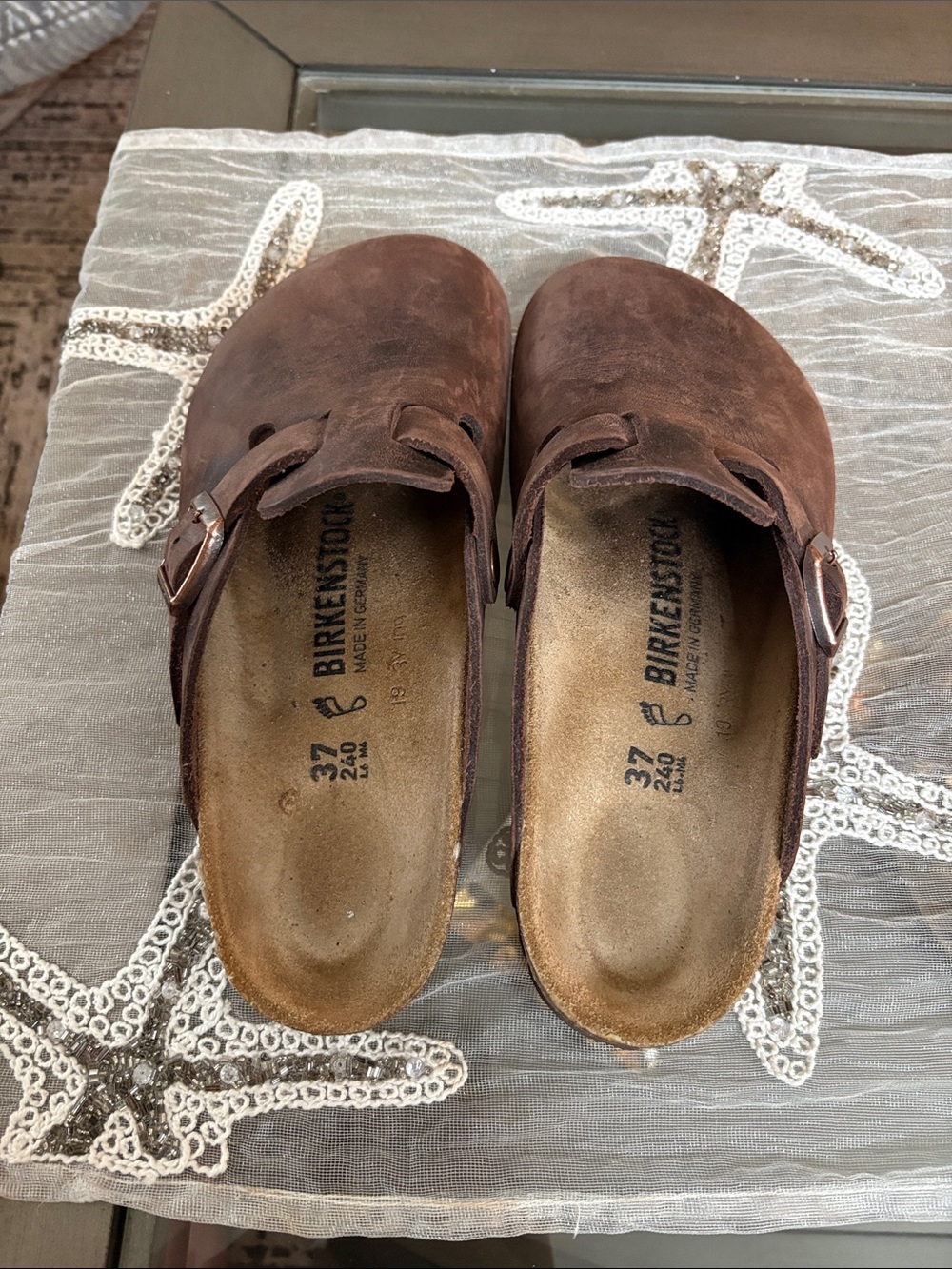 Birkenstock Boston Leather Clogs in Dark Brown